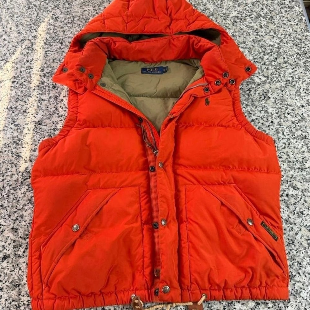 Polo Ralph Lauren Orange Y2k Elmwood Gilet Puffer Down Jacket Vest Medium